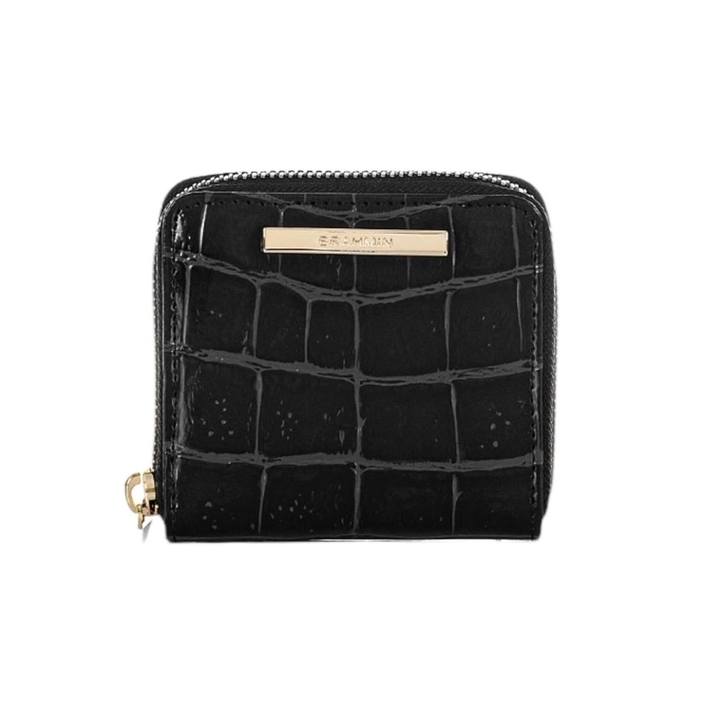 Authentic Brahmin Mini Siri Black Veil Black Leather Wallet Purse